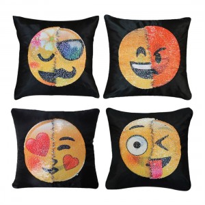 Cute Changing Face Emoji Pillows Cover Sequin Pillow Smile Face Pillowcase
