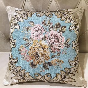Modern European pillow coat cushion large sofa back embroidery luxury office pillow chenille 45*45cm [single pillowcase] spring flower autumn moon - noble coffee