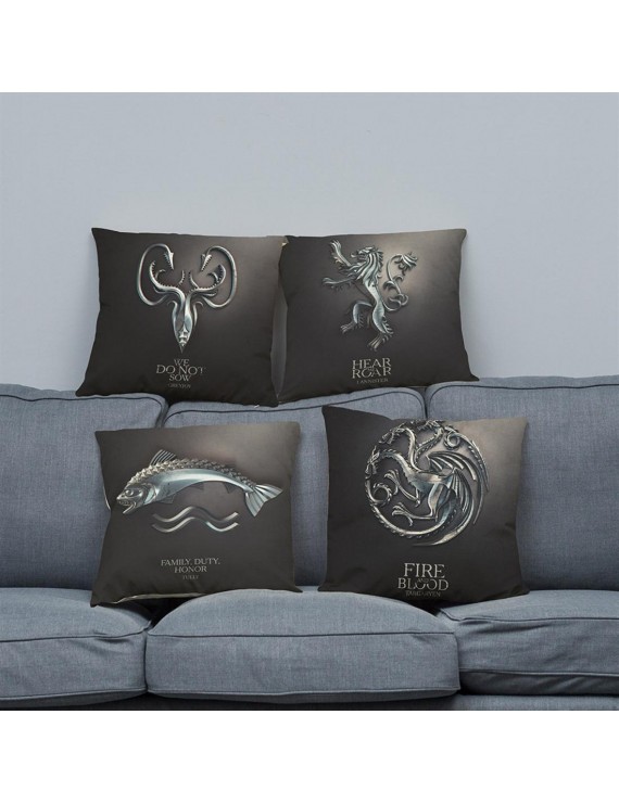 Song of ice and fire game of thrones family logo cotton and linen pillow cases car pillow cross-border sales 45*45 cotton and linen D