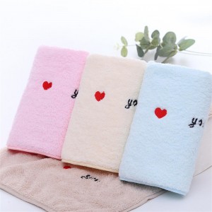 ILOVEYOU embroidered coral hair towel 75*35cm light yellow