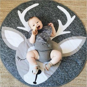 Nordic ins hot style Christmas elk with the same pure cotton pad baby game pad diameter 95cm thick 1.5cm gray