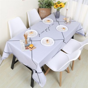 Nordic small fresh ins cotton linen table cloth thin style 140*210cm blue charm
