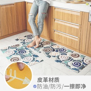 Cross border kitchen leather mat, anti-slip, easy to handle, oil-free, household kitchen, anti-fatigue, environment-friendly, PU leather floor mat, 45*75cm marble