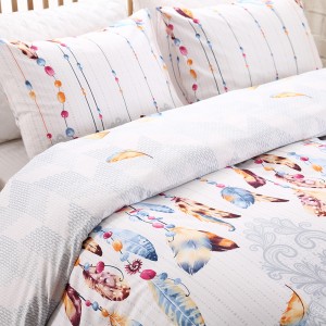 Duvet Cover Set European Style Feather Pattern 90g Series Queen Size