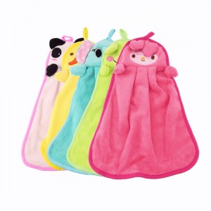 Nursery Soft Plush Fabric Cartoon Animal Hanging Towel Washcloth Hand Towel