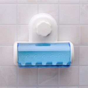 Transparent Home Bathroom Toothbrush Suction Holder with Sover Stand Rack
