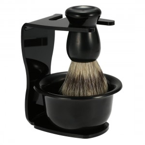 Premium badger hair manual two-sided shaving set with razor rest