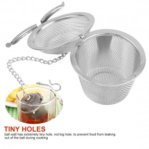 Stainless Mesh Tea Ball Strainer Extended Chain Hook to Brew Loose Leaf Tea Spices & Seasonings M