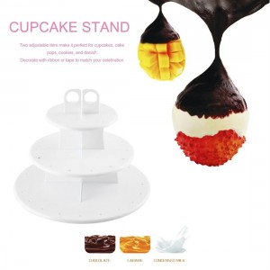 Kitchen 3-Layer Cake Pop & Cupcake Stand Safe Food Grade Plastic Cupcake Stand