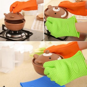 Kitchen Heat Resistant Silicone Glove Oven Pot Holder Baking BBQ Cooking Tool