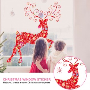 Christmas Window Sticker Wall Sticker Decor Removable Red Reindeer Room Decal SK2011AB