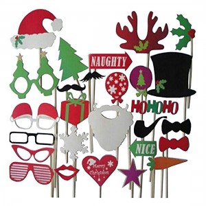 DIY Photo Booth Props Mustache Lip Hat Antler Gift Stick Christmas Party