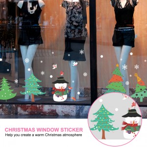 Christmas Window Sticker Wall Sticker Decor Removable Lovely Snowman Christmas Tree Decal XL839