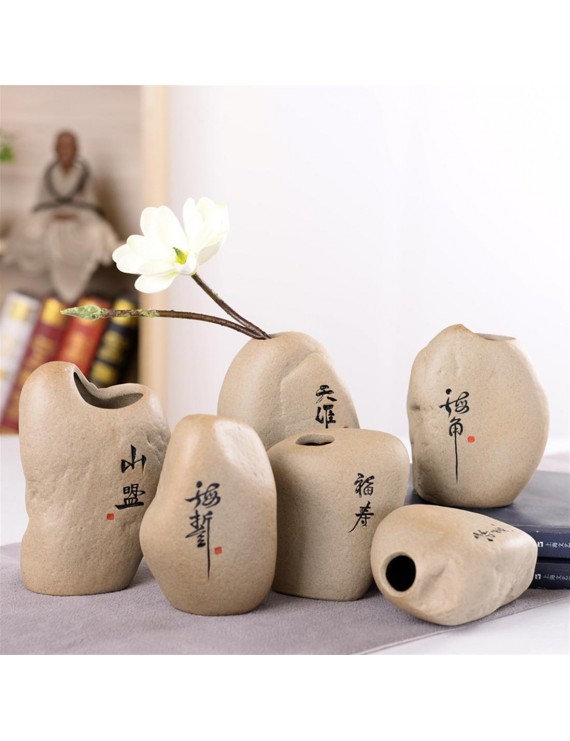 Handwritten medium size coarse pottery vase creative ceramic home furnishing flower arrangement sea oath handwritten vase