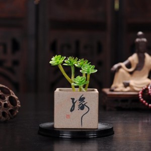 Small coarse pottery succulent pot four corners flower pot wu word small four corners (with holes)